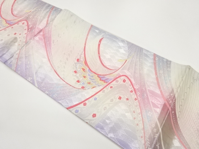 JAPANESE FUKURO OBI / WOVEN ABSTRACT PEACOCK